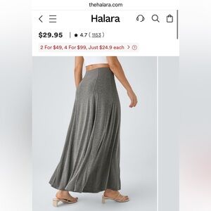 Halara High Waisted Size Zipper Maxi Casual Flare Skirt - gray